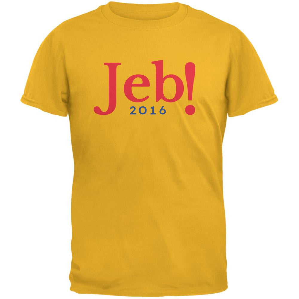 Election 2016 Jeb Bush Jeb! 2016 Gold Adult T-Shirt Men's T-Shirts Old Glory 2XL Yellow