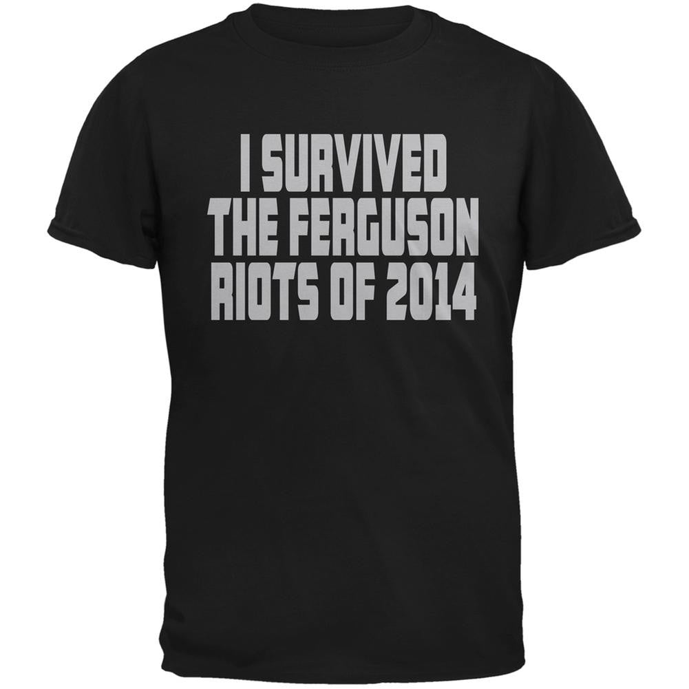 Ferguson I Survived The Riot 2014 Black Adult T-Shirt Men's T-Shirts Old Glory 2XL Black