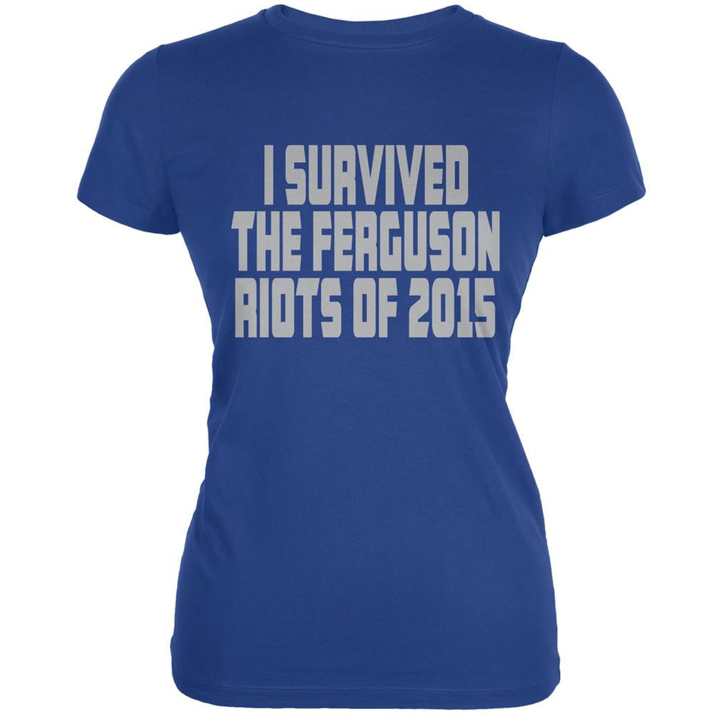 Ferguson I Survived The Riot 2015 Royal Juniors Soft T-Shirt Juniors T-Shirts Old Glory 2XL Blue