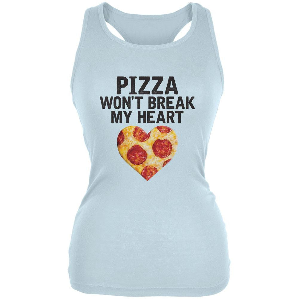 Pizza Won't Break My Heart Pale Blue Juniors Soft Tank Top Juniors Tank Tops Old Glory 2XL Blue