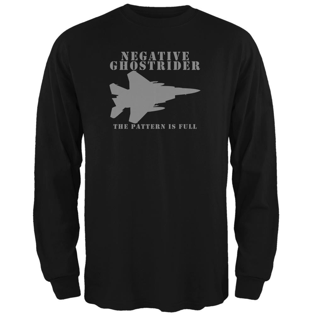 Negative Ghostrider Pattern Is Full Black Adult Long Sleeve T-Shirt Men's Long Sleeves Old Glory SM Black