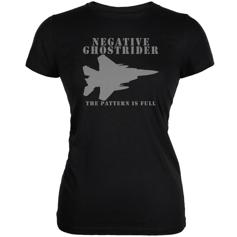 Negative Ghostrider Pattern Is Full Black Juniors Soft T-Shirt Juniors T-Shirts Old Glory SM Black