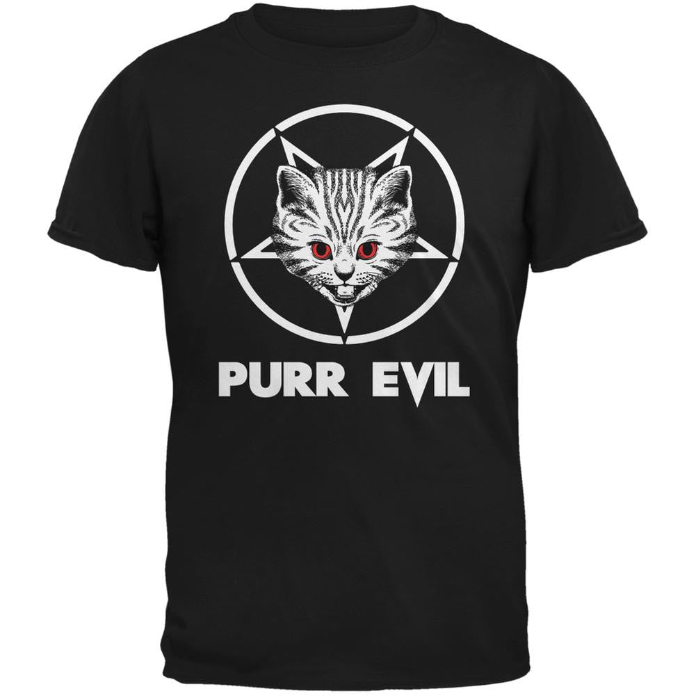 Purr Evil Black Adult T-Shirt Men's T-Shirts Old Glory 2XL Black