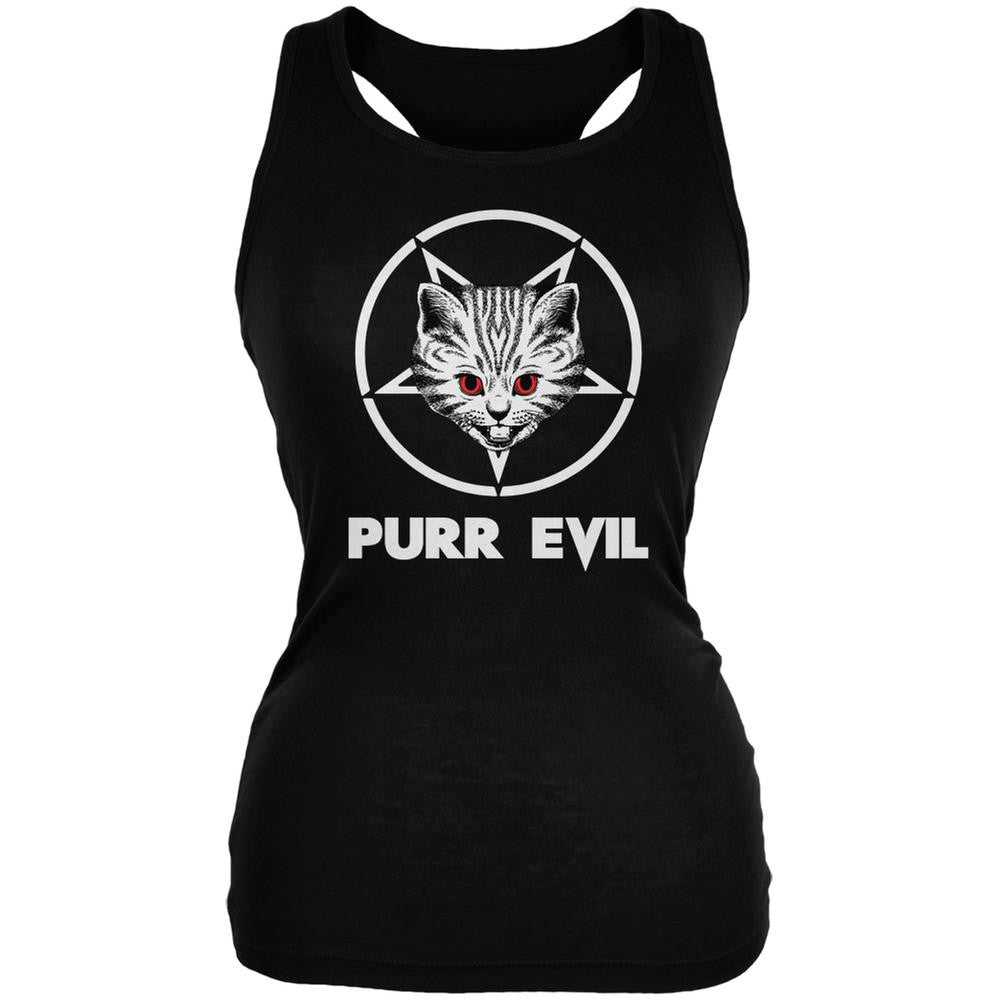 Purr Evil Black Juniors Soft Tank Top Juniors Tank Tops Old Glory 2XL Black