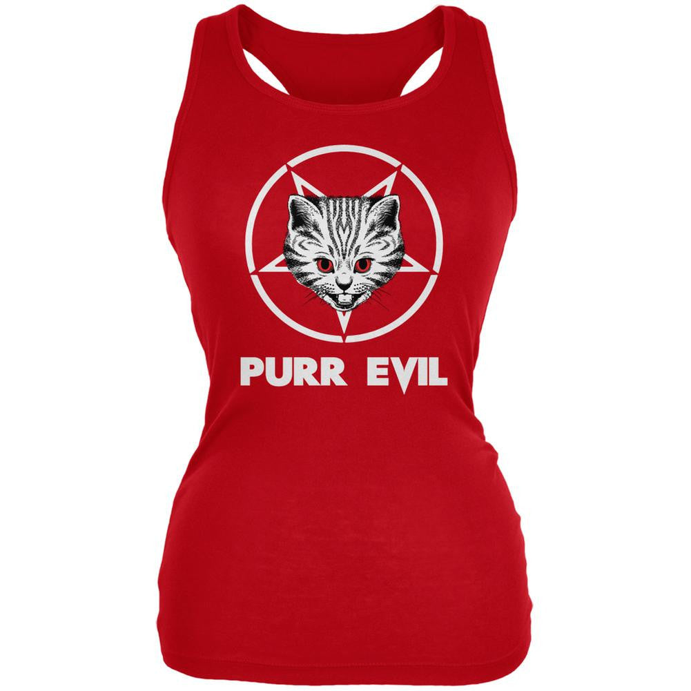 Purr Evil Red Juniors Soft Tank Top Juniors Tank Tops Old Glory 2XL Red