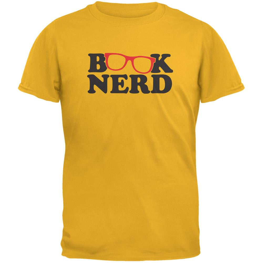 Book Nerd Gold Adult T-Shirt Men's T-Shirts Old Glory 2XL Yellow