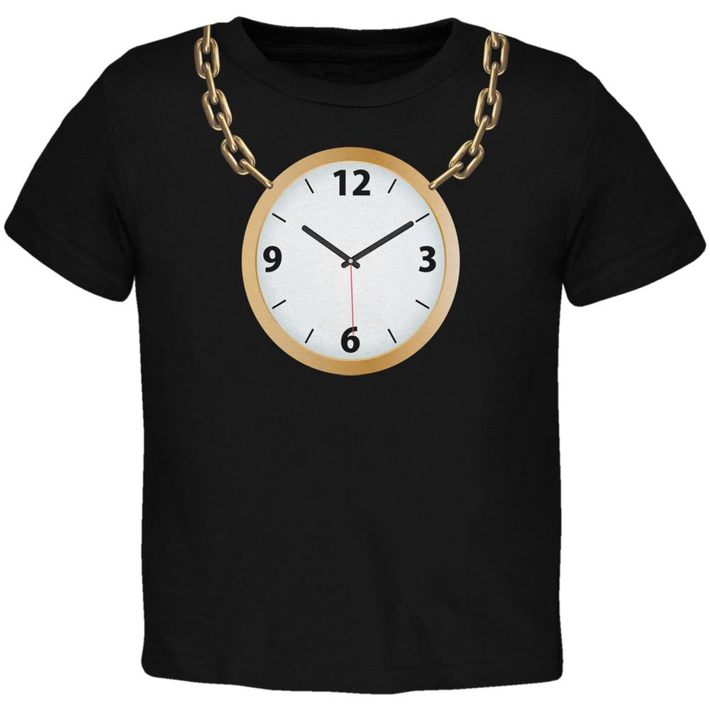 Clock Necklace Black Toddler T-Shirt Toddler T-Shirts Old Glory 2T Black