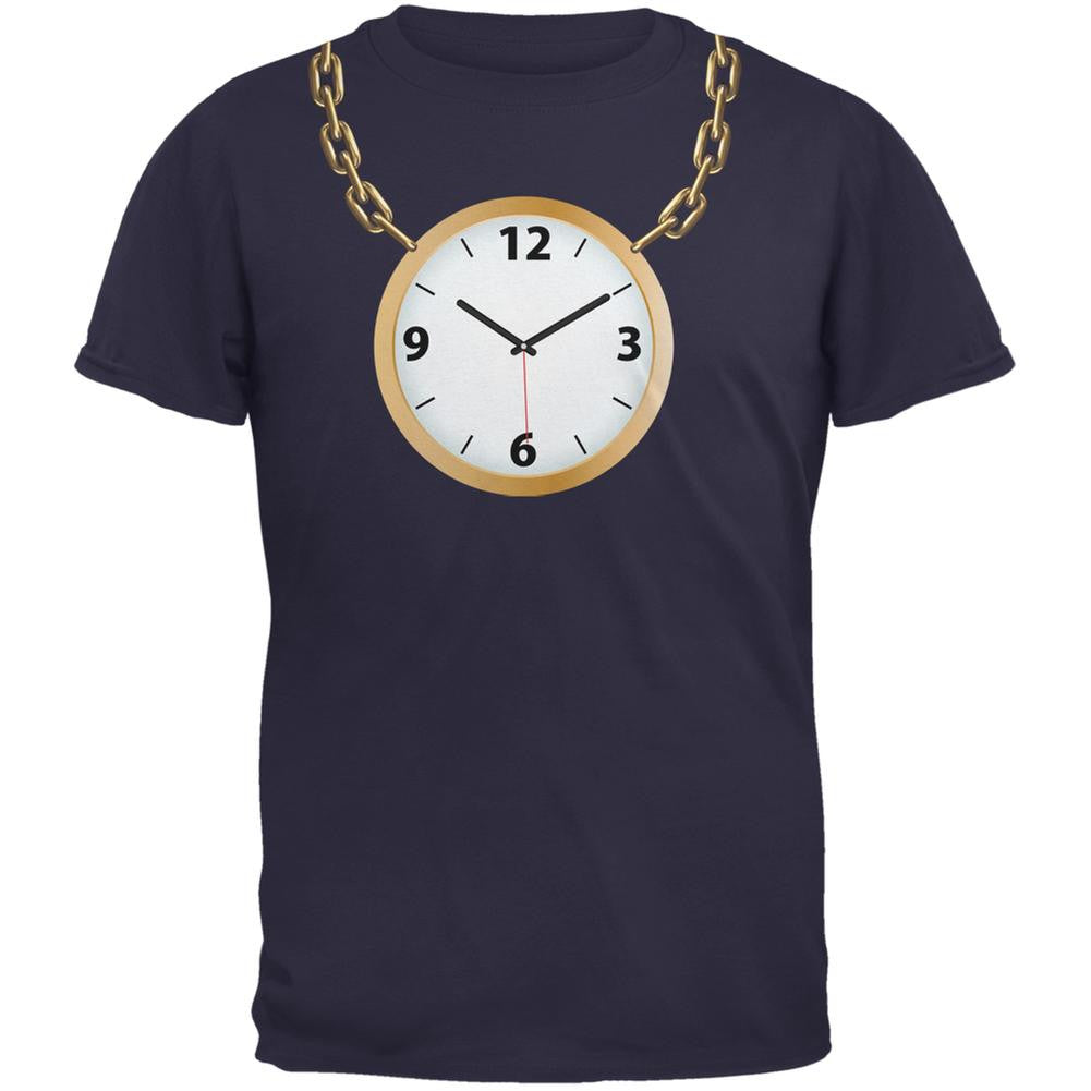 Clock Necklace Navy Adult T-Shirt Men's T-Shirts Old Glory 2XL Blue