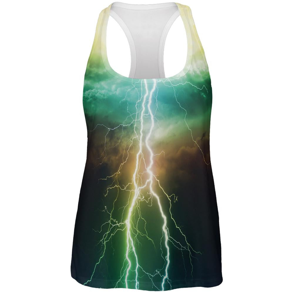 Colorful Lightning All Over Womens Racerback Tank Top Women's Tank Tops Old Glory 2XL Multi