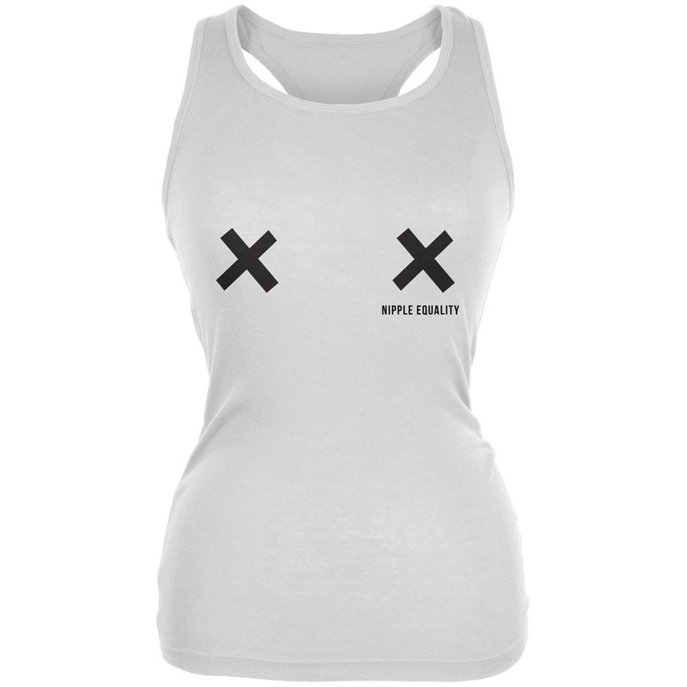 Nipple Equality Double X White Juniors Soft Tank Top Juniors Tank Tops Old Glory 2XL White