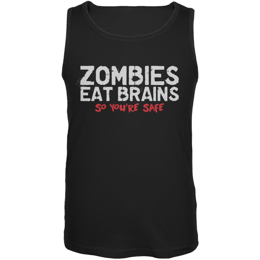 Zombies Eat Brains So You're Safe Black Adult Tank Top Men's Tank Tops Old Glory 2XL Black