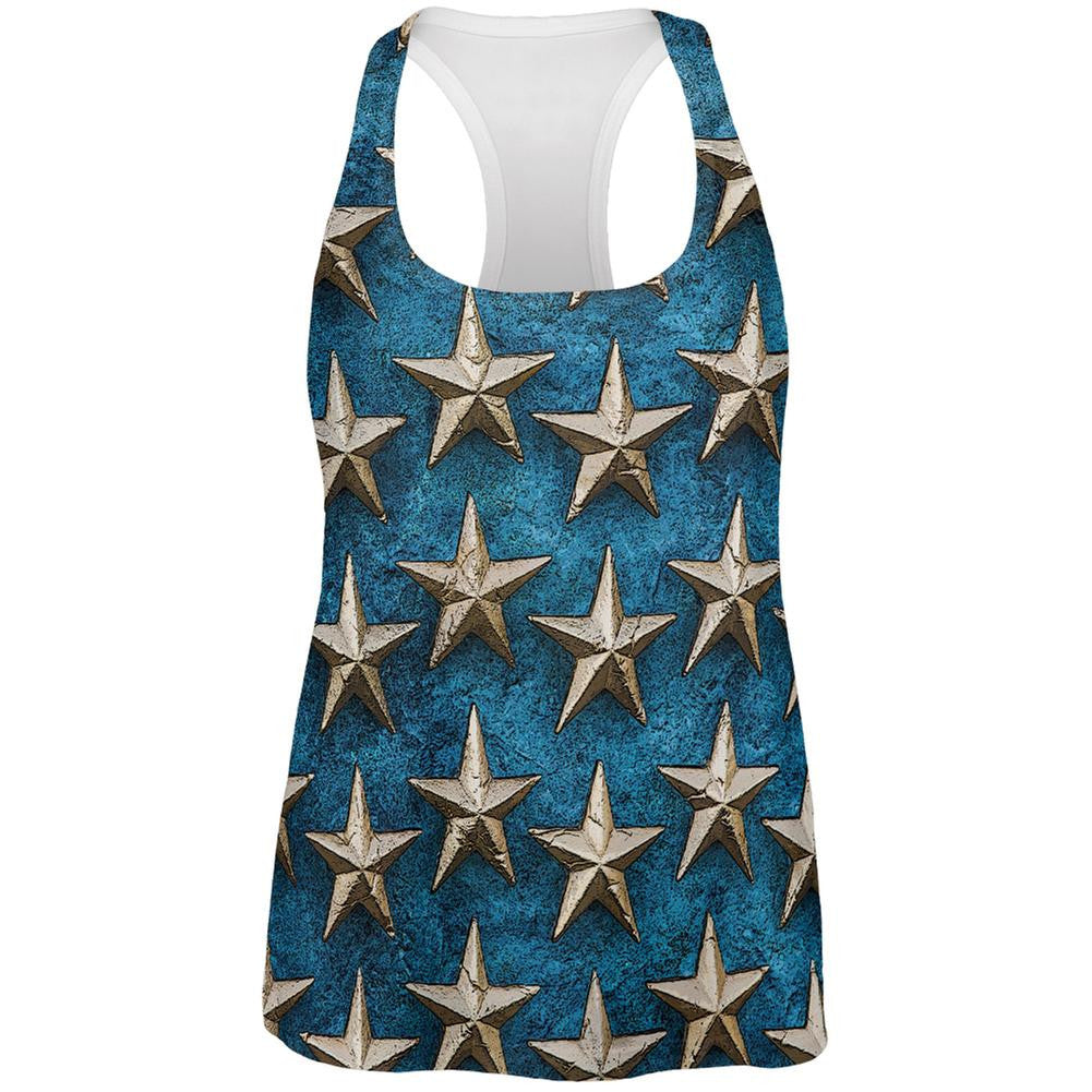 Metal Stars All Over Womens Racerback Tank Top Juniors Tank Tops Old Glory 2XL Multi