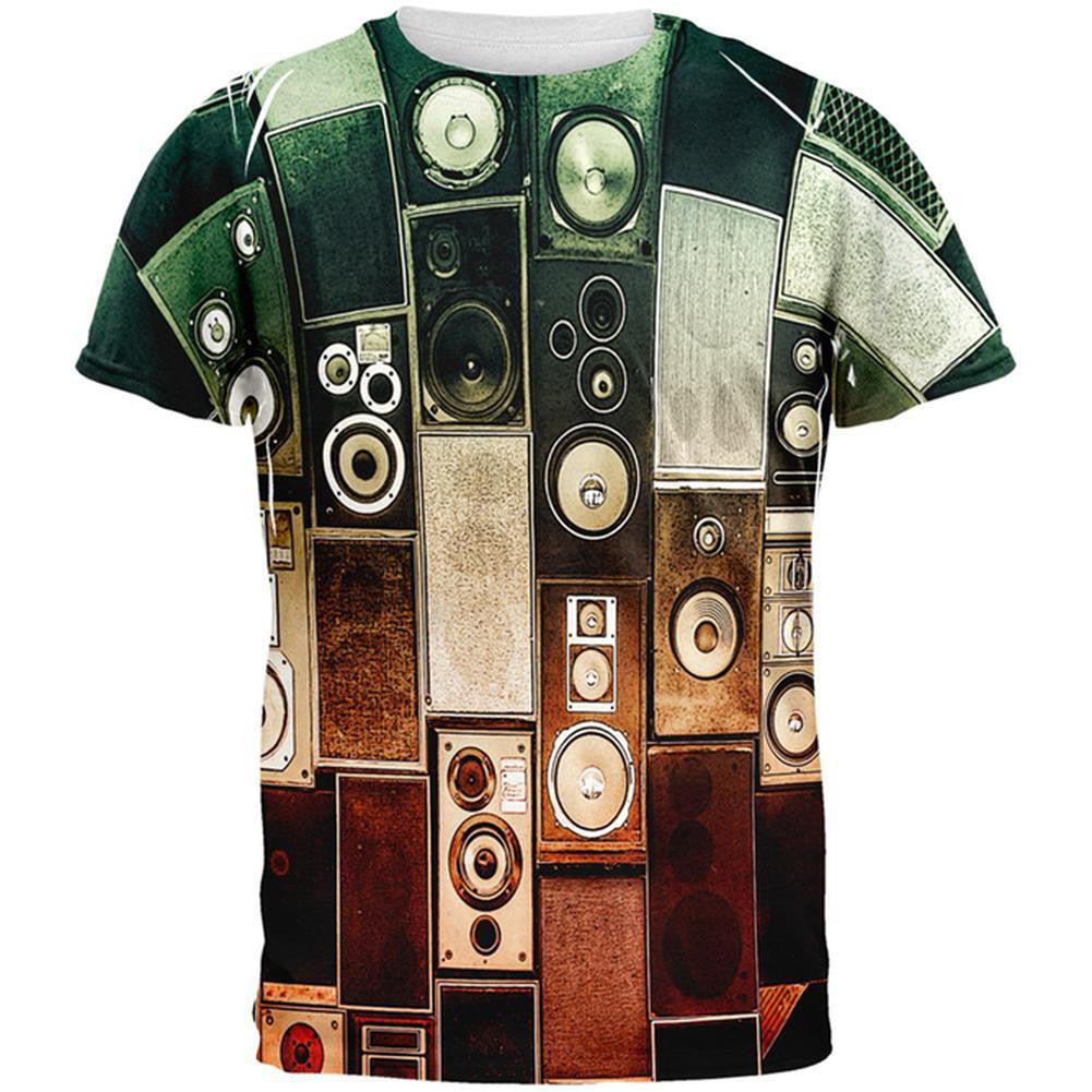 Retro Speakers All Over Adult T-Shirt Men's T-Shirts Old Glory 2XL Multi