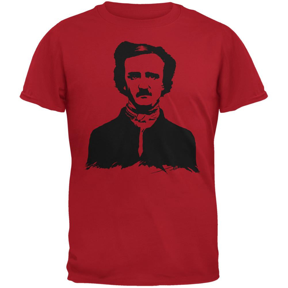 Halloween Edgar Allen Poe Red Adult T-Shirt Men's T-Shirts Old Glory 2XL Red
