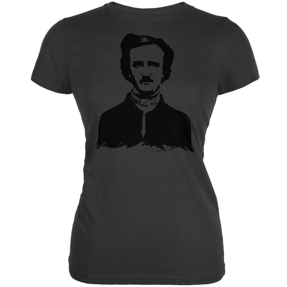 Halloween Edgar Allen Poe Asphalt Juniors Soft T-Shirt Juniors T-Shirts Old Glory 2XL Grey