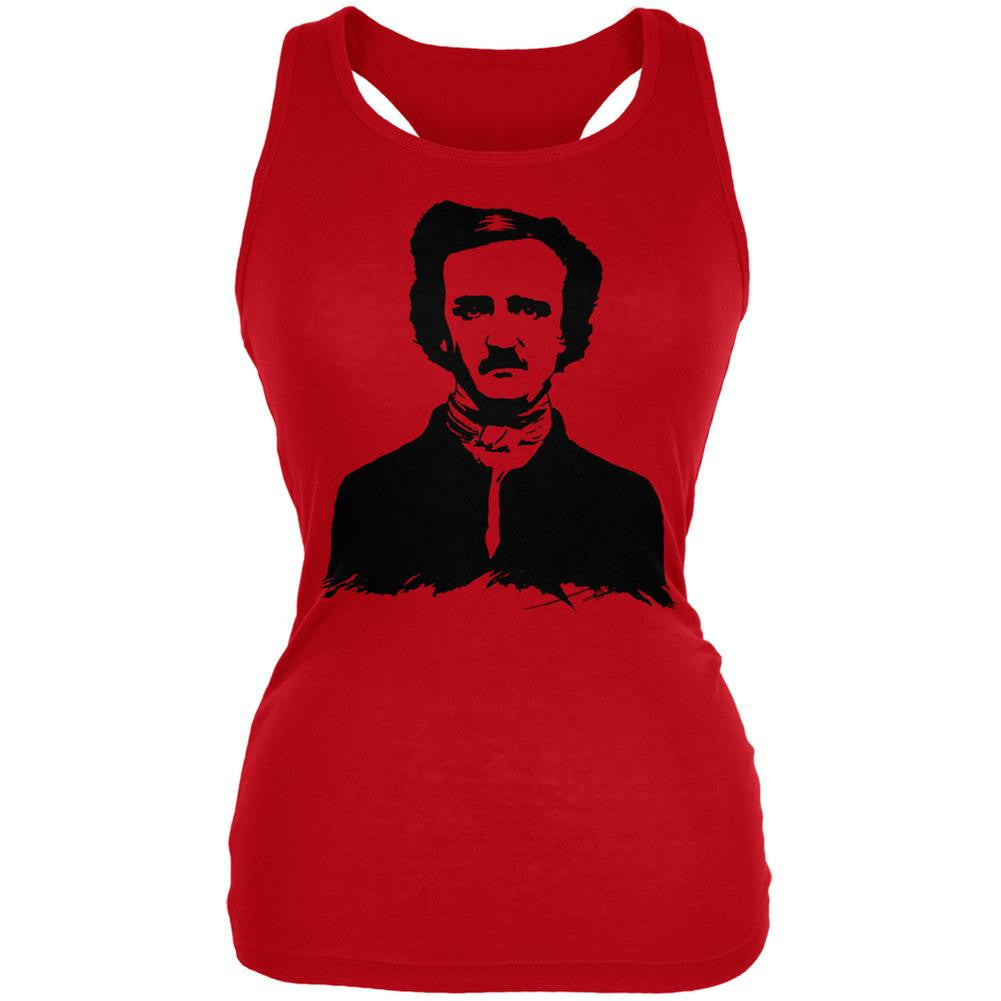 Halloween Edgar Allen Poe Red Juniors Soft Tank Top Juniors Tank Tops Old Glory 2XL Red