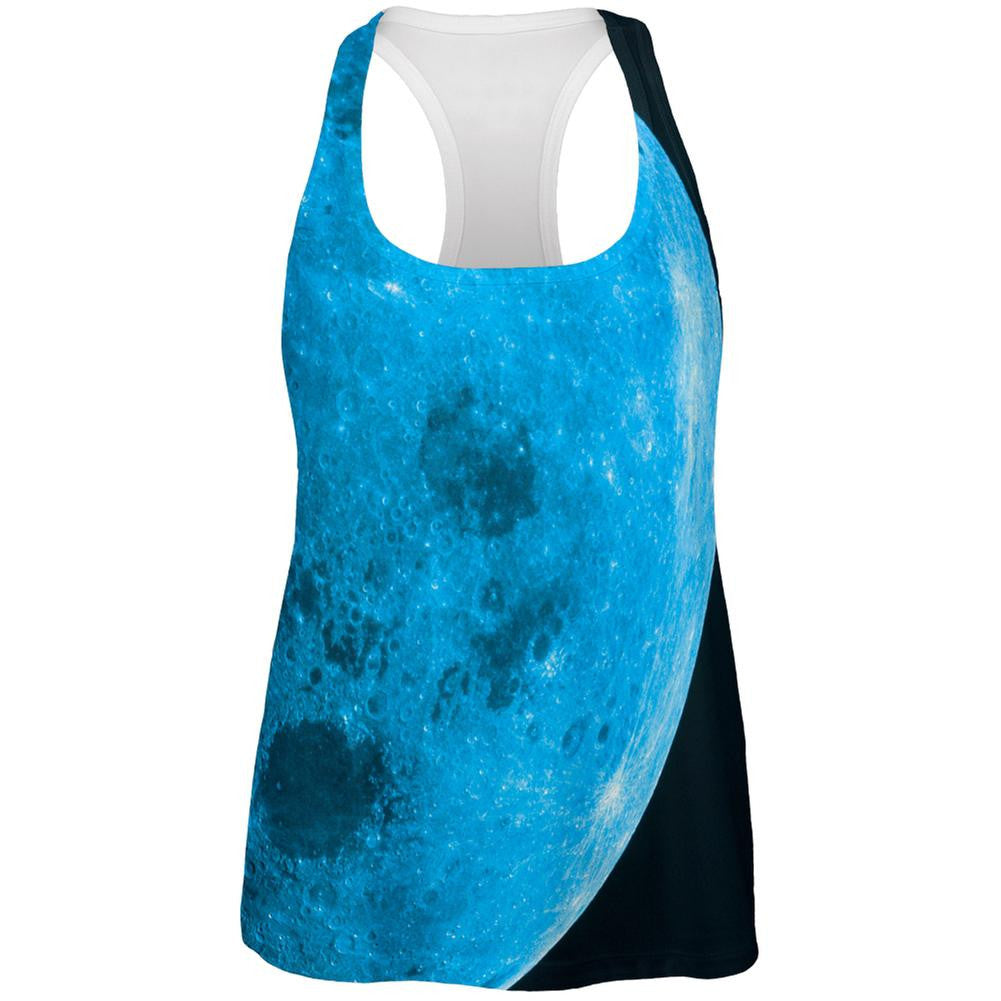 Once in a Blue Moon All Over Womens Racerback Tank Top Women's Tank Tops Old Glory 2XL White