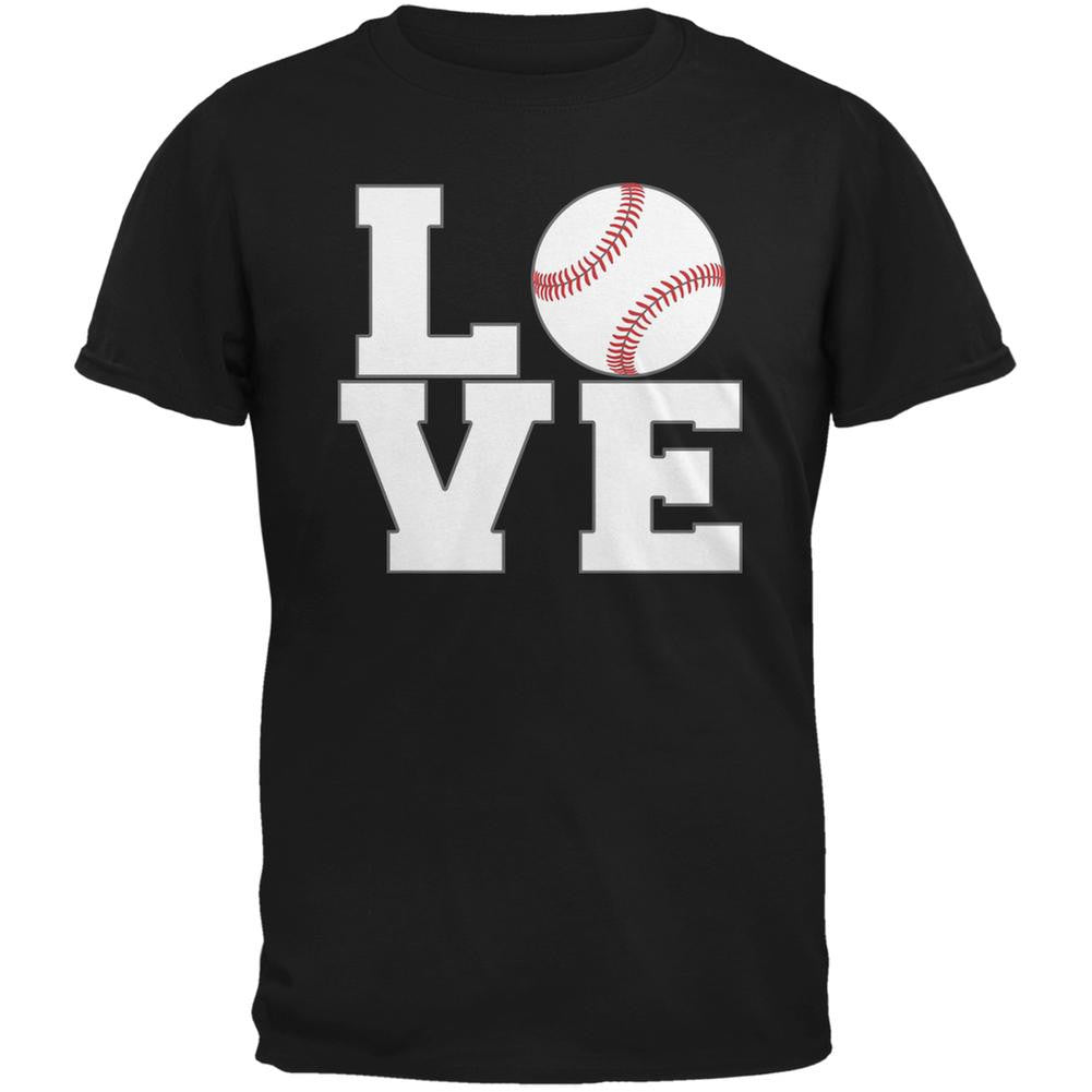 Baseball Love Black Adult T-Shirt Men's T-Shirts Old Glory 2XL Black
