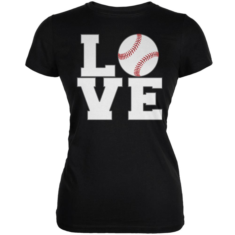 Baseball Love Black Juniors Soft T-Shirt Juniors T-Shirts Old Glory 2XL Black