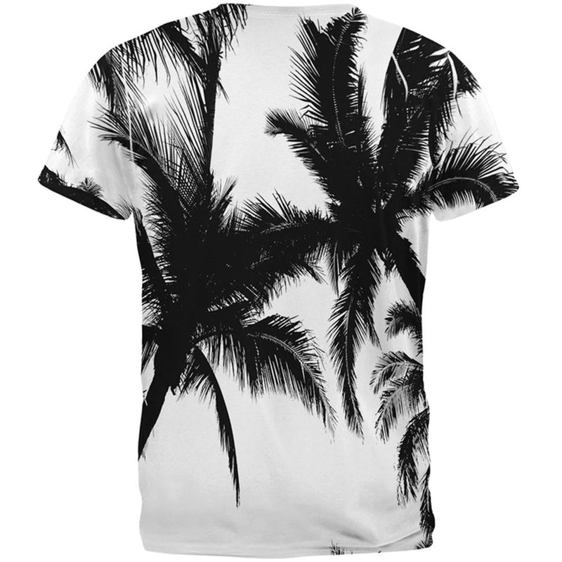 Black And White Palm Tree Silhouette All Over Adult T-Shirt Men's T-Shirts Old Glory