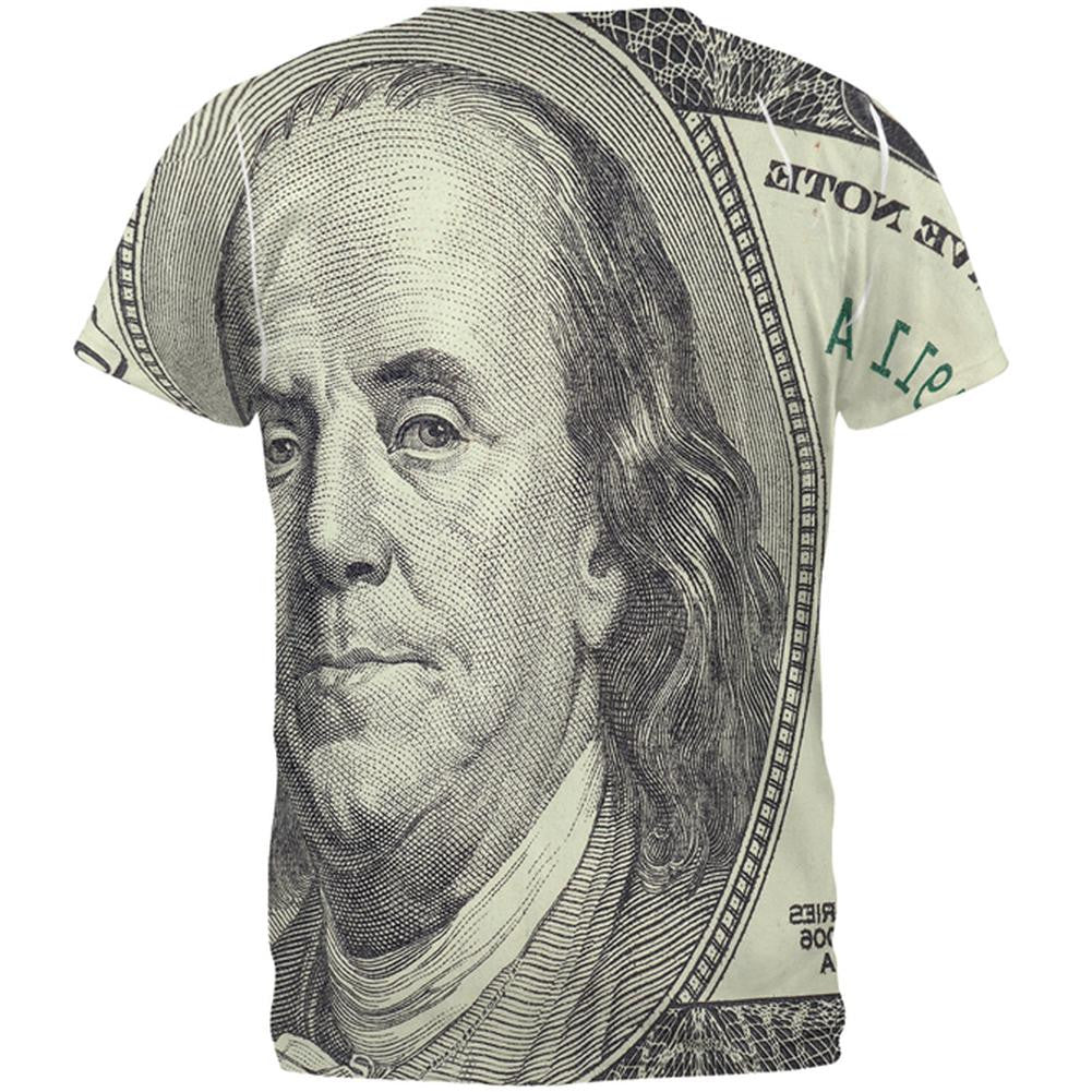 Ben Franklin Hundred Dollar Bill All Over Adult T-Shirt Men's T-Shirts Old Glory