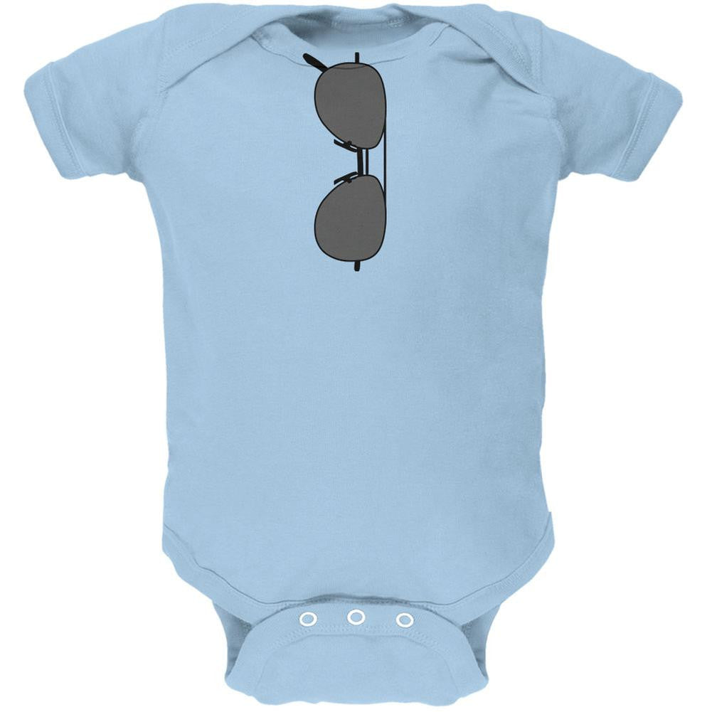 Halloween Aviator Sunglasses Cool Kid Costume Light Blue Soft Baby One Piece Baby One Piece Old Glory 0-3M Blue
