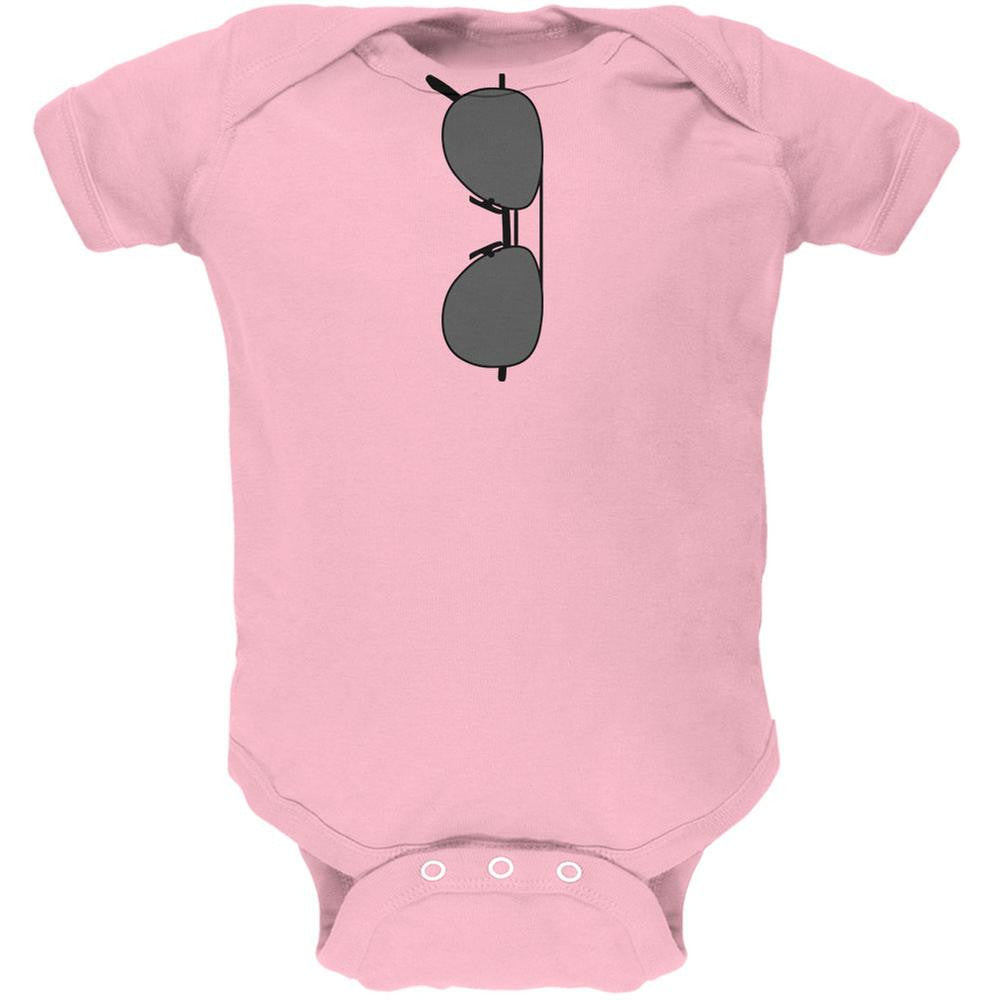 Halloween Aviator Sunglasses Cool Kid Costume Light Pink Soft Baby One Piece Baby One Piece Old Glory 0-3M Pink