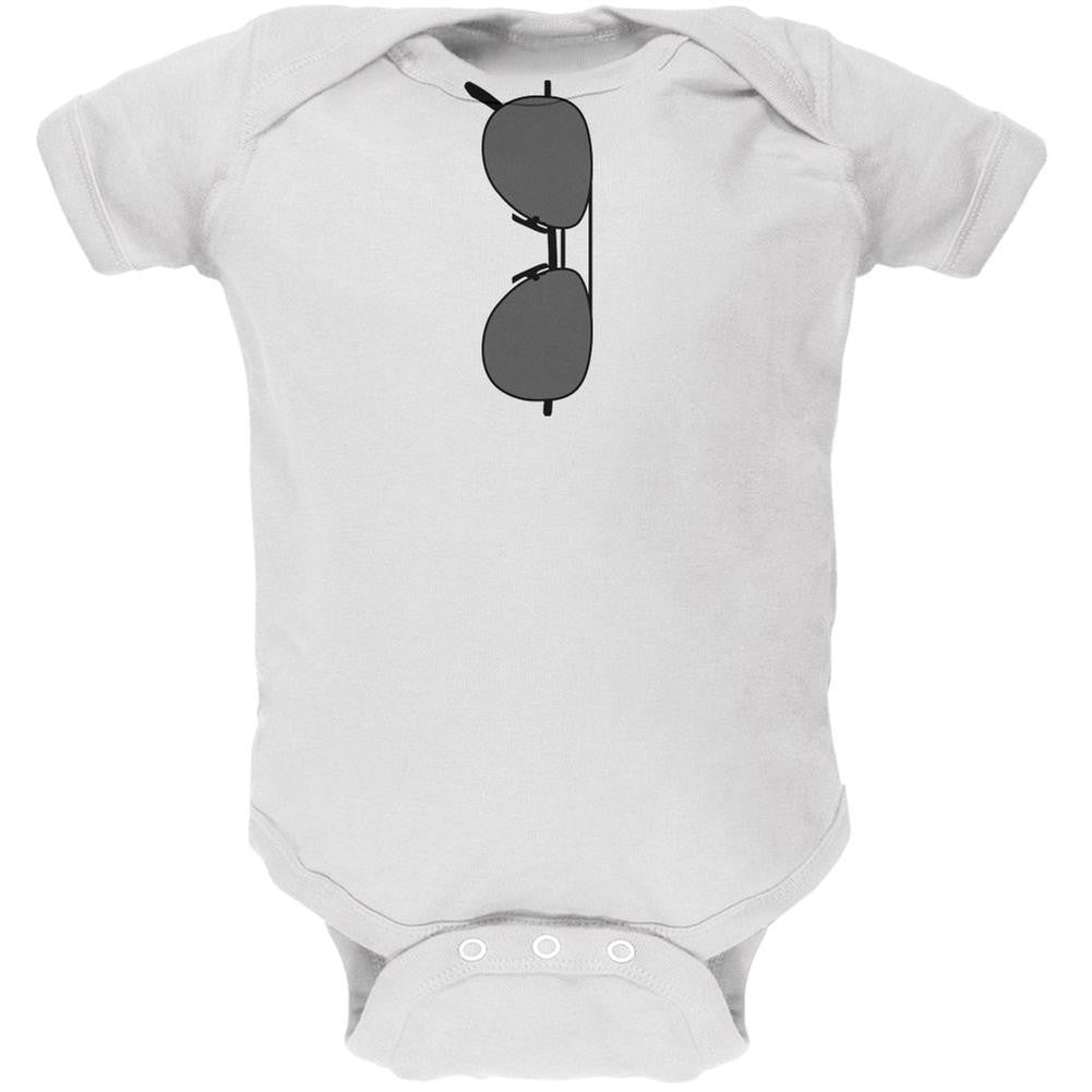 Halloween Aviator Sunglasses Cool Kid Costume White Soft Baby One Piece Baby One Piece Old Glory 0-3M White