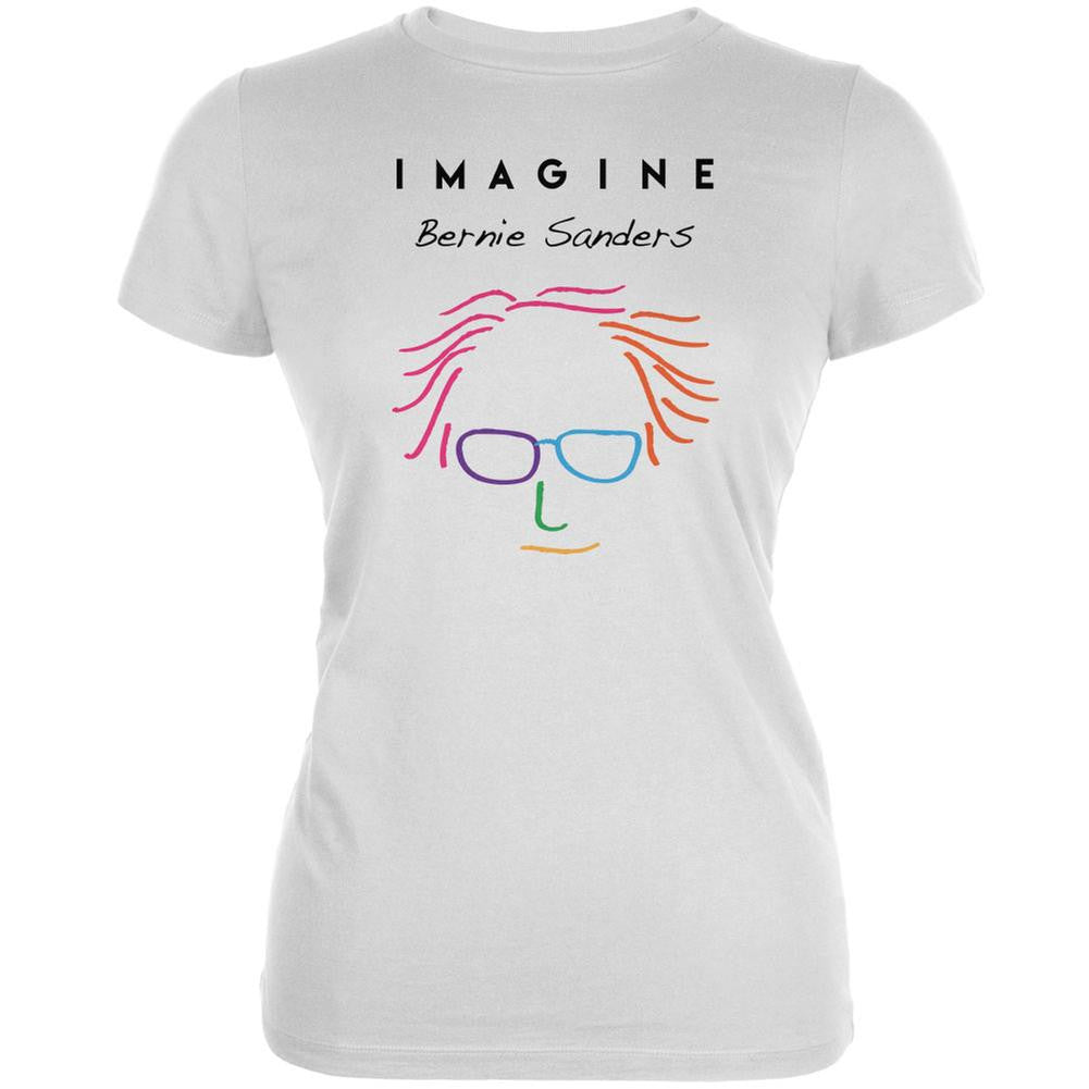 Election 2016 Bernie Sanders Imagine White Juniors Soft T-Shirt Juniors T-Shirts Old Glory 2XL White