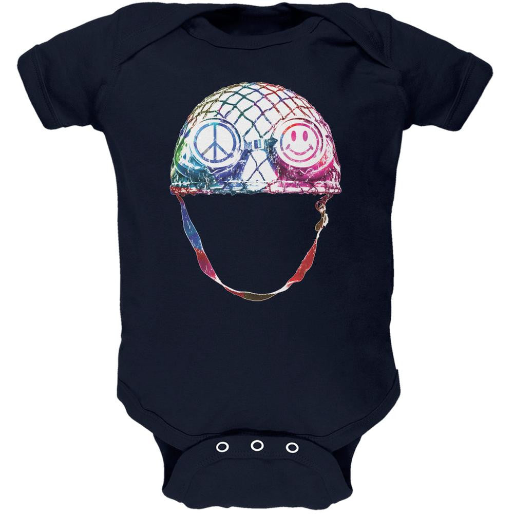 Warrior of Peace Helmet Navy Soft Baby One Piece Baby One Piece Old Glory 0-3M Blue