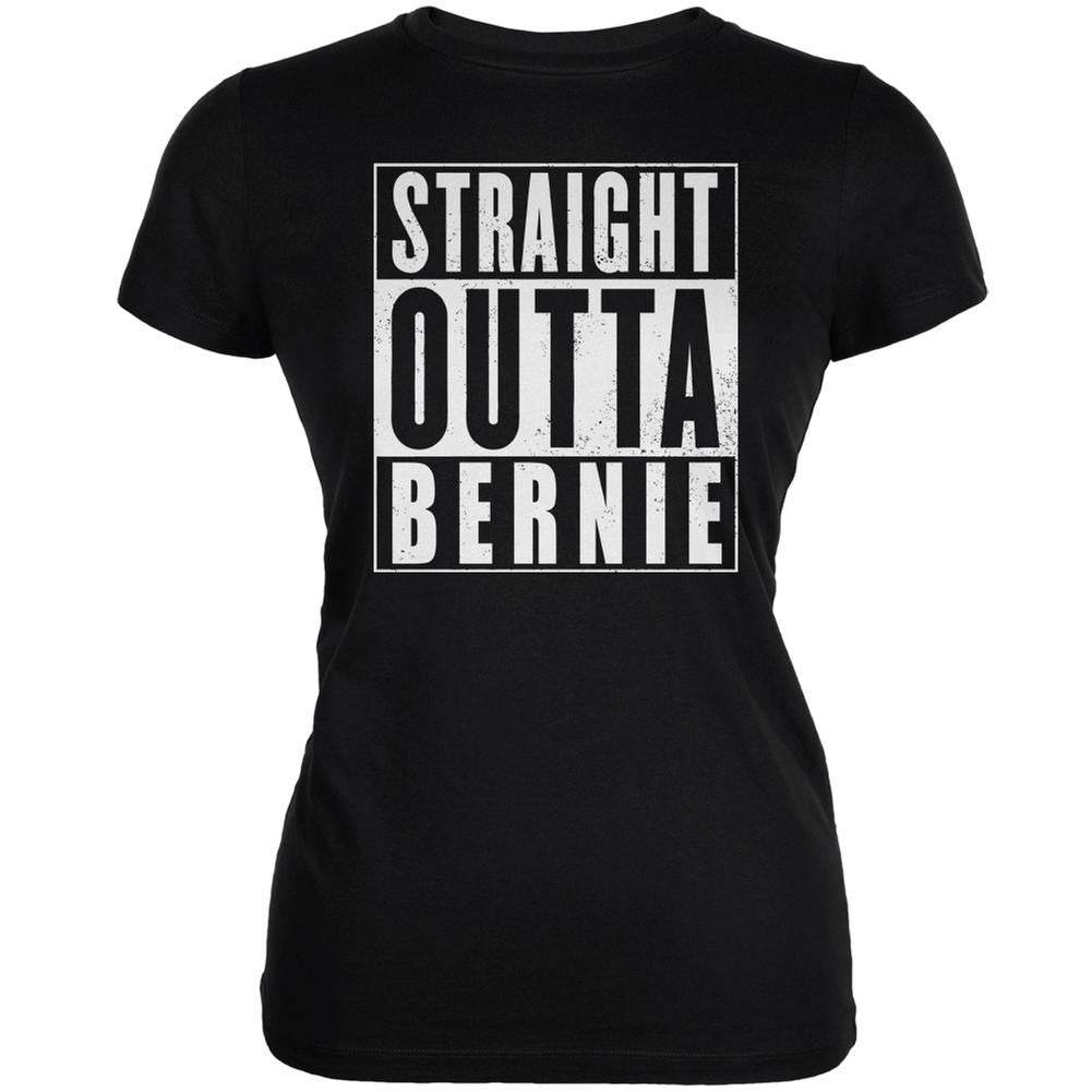Election 2016 Straight Outta Bernie Black Juniors Soft T-Shirt Juniors T-Shirts Old Glory 2XL Black