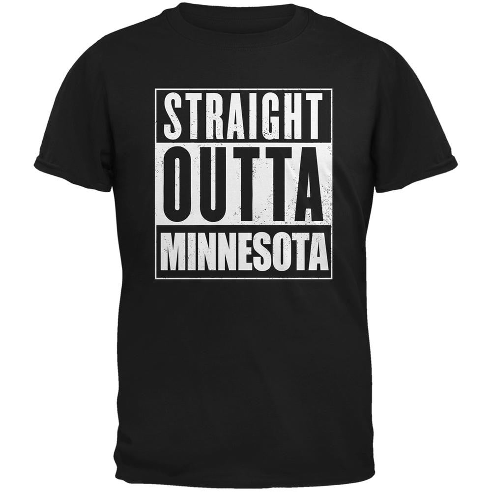 Straight Outta Minnesota Black Adult T-Shirt Men's T-Shirts Old Glory 2XL Black