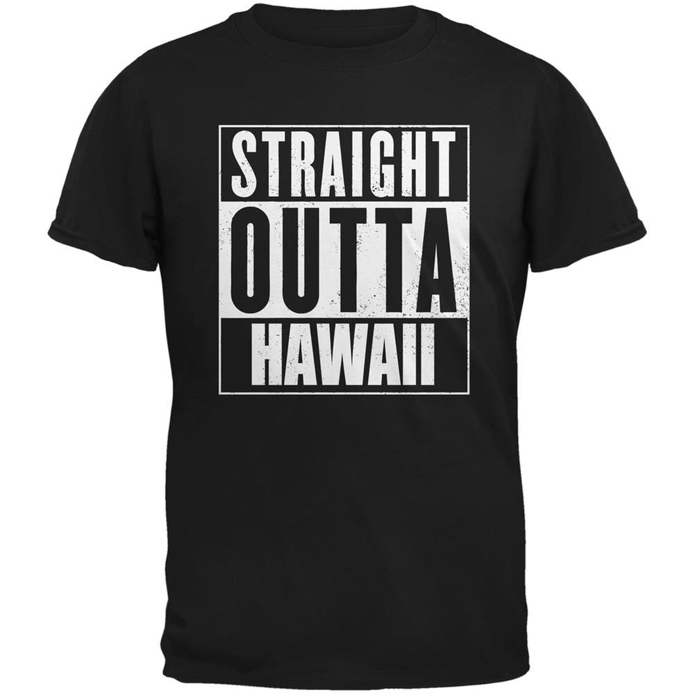 Straight Outta Hawaii Black Adult T-Shirt Men's T-Shirts Old Glory 2XL Black