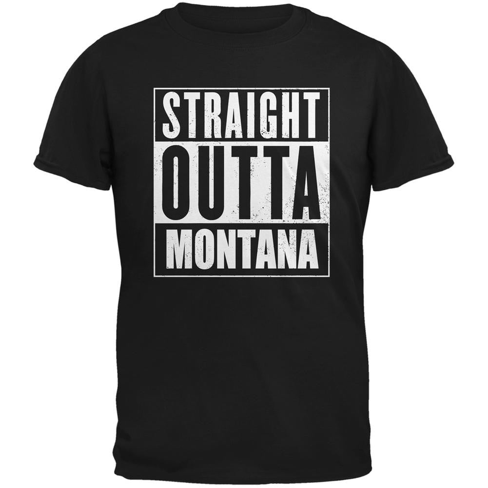 Straight Outta Montana Black Adult T-Shirt Men's T-Shirts Old Glory 2XL Black