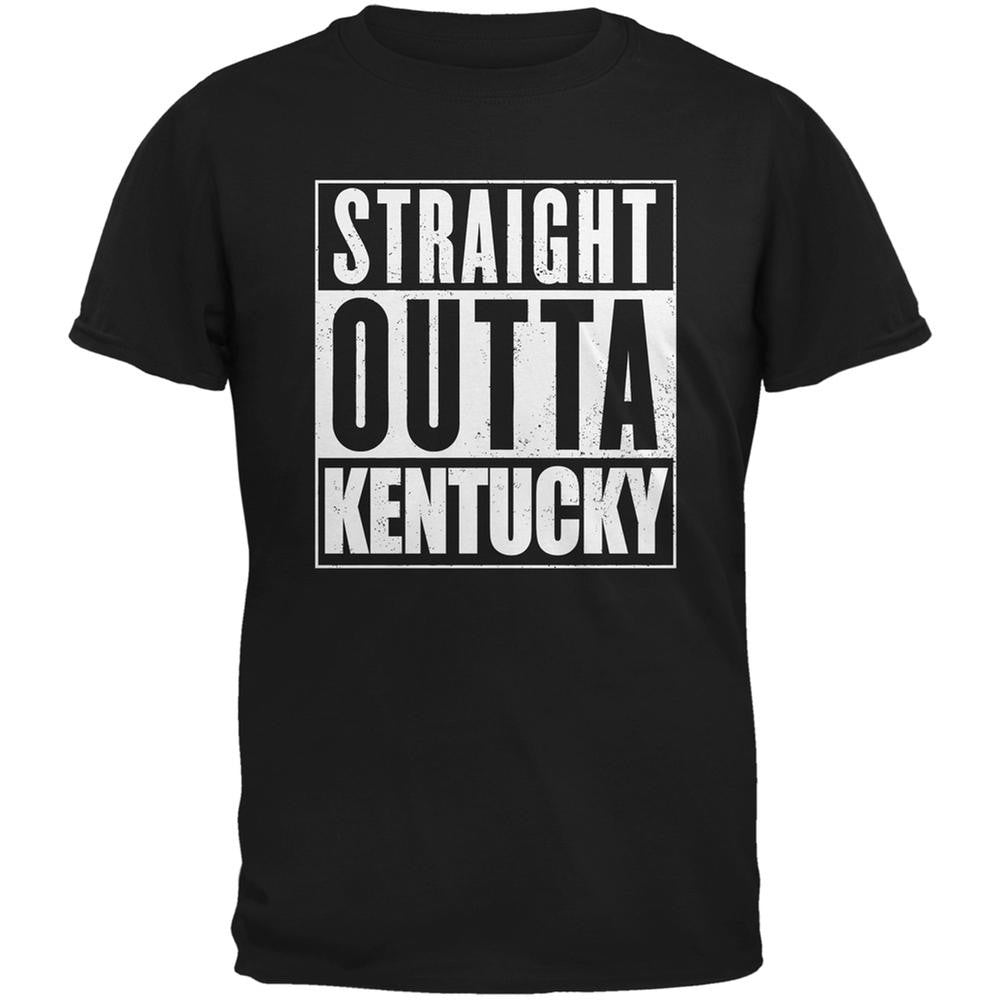 Straight Outta Kentucky Black Adult T-Shirt Men's T-Shirts Old Glory 2XL Black