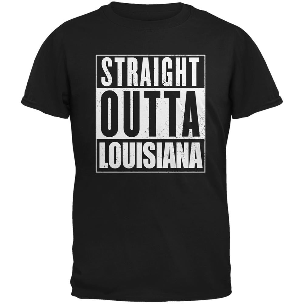 Straight Outta Louisiana Black Adult T-Shirt Men's T-Shirts Old Glory 2XL Black