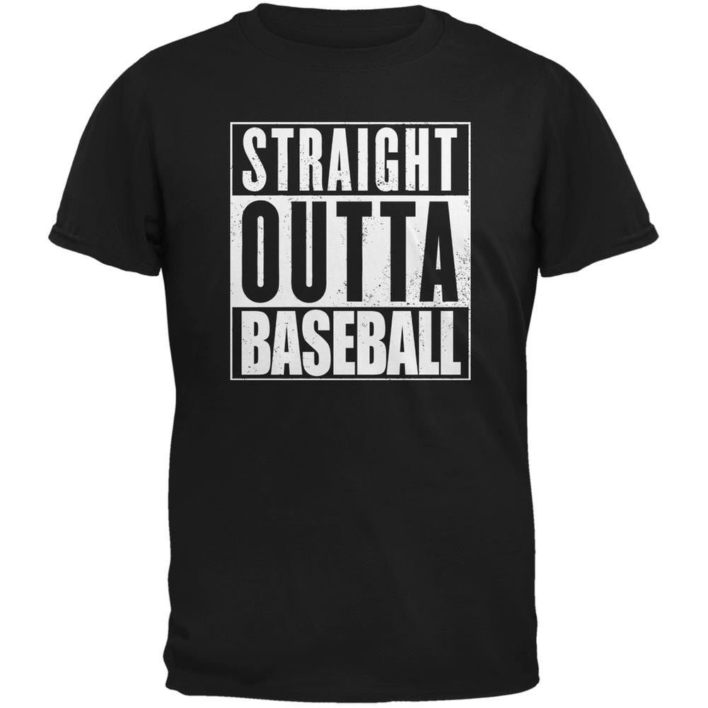 Straight Outta Baseball Black Adult T-Shirt Men's T-Shirts Old Glory 2XL Black