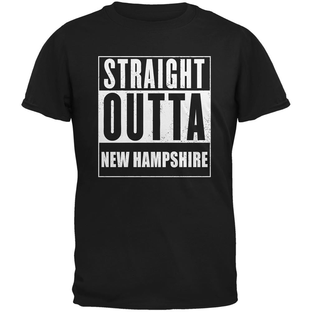 Straight Outta New Hampshire Black Adult T-Shirt Men's T-Shirts Old Glory 2XL Black