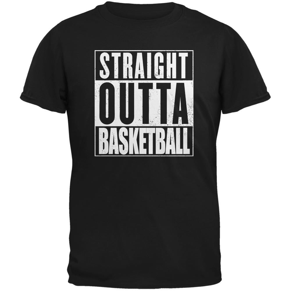 Straight Outta Basketball Black Adult T-Shirt Men's T-Shirts Old Glory 2XL Black