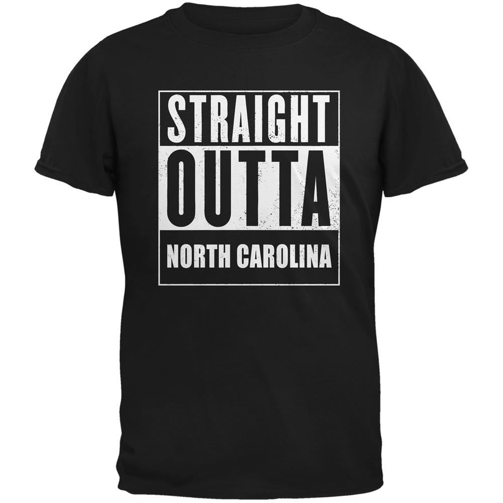 Straight Outta North Carolina Black Adult T-Shirt Men's T-Shirts Old Glory 2XL Black