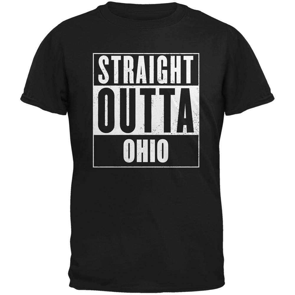 Straight Outta Ohio Black Adult T-Shirt Men's T-Shirts Old Glory 2XL Black