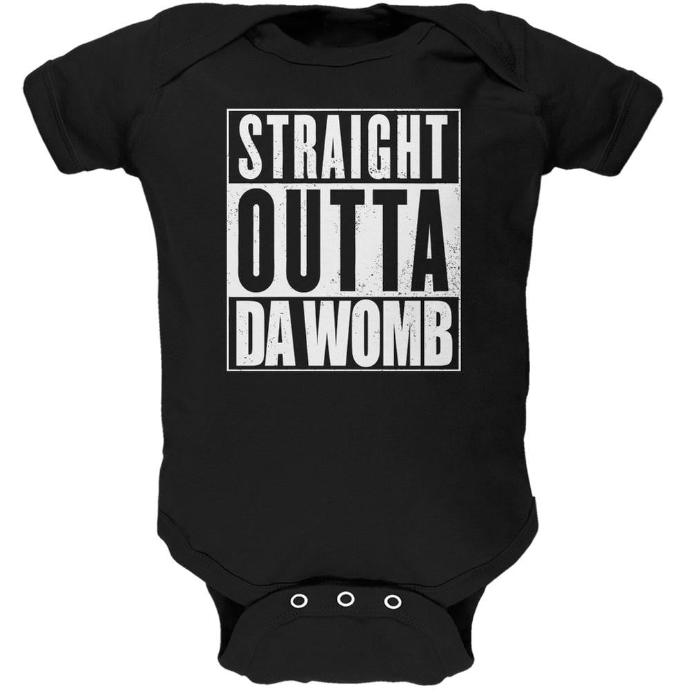Straight Outta Da Womb Funny Black Soft Baby One Piece Baby One Piece Old Glory 0-3M Black