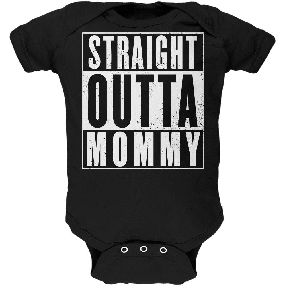 Straight Outta Mommy Funny Black Soft Baby One Piece Baby One Piece Old Glory 0-3M Black