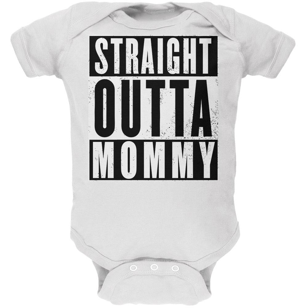 Straight Outta Mommy Funny White Soft Baby One Piece Baby One Piece Old Glory 0-3M White
