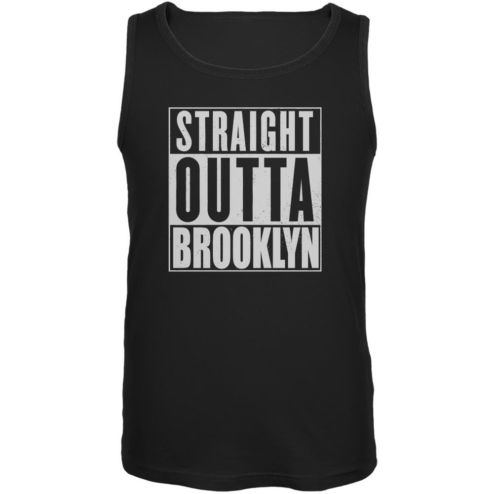 Straight Outta Brooklyn Black Adult Tank Top Men's Tank Tops Old Glory 2XL Black
