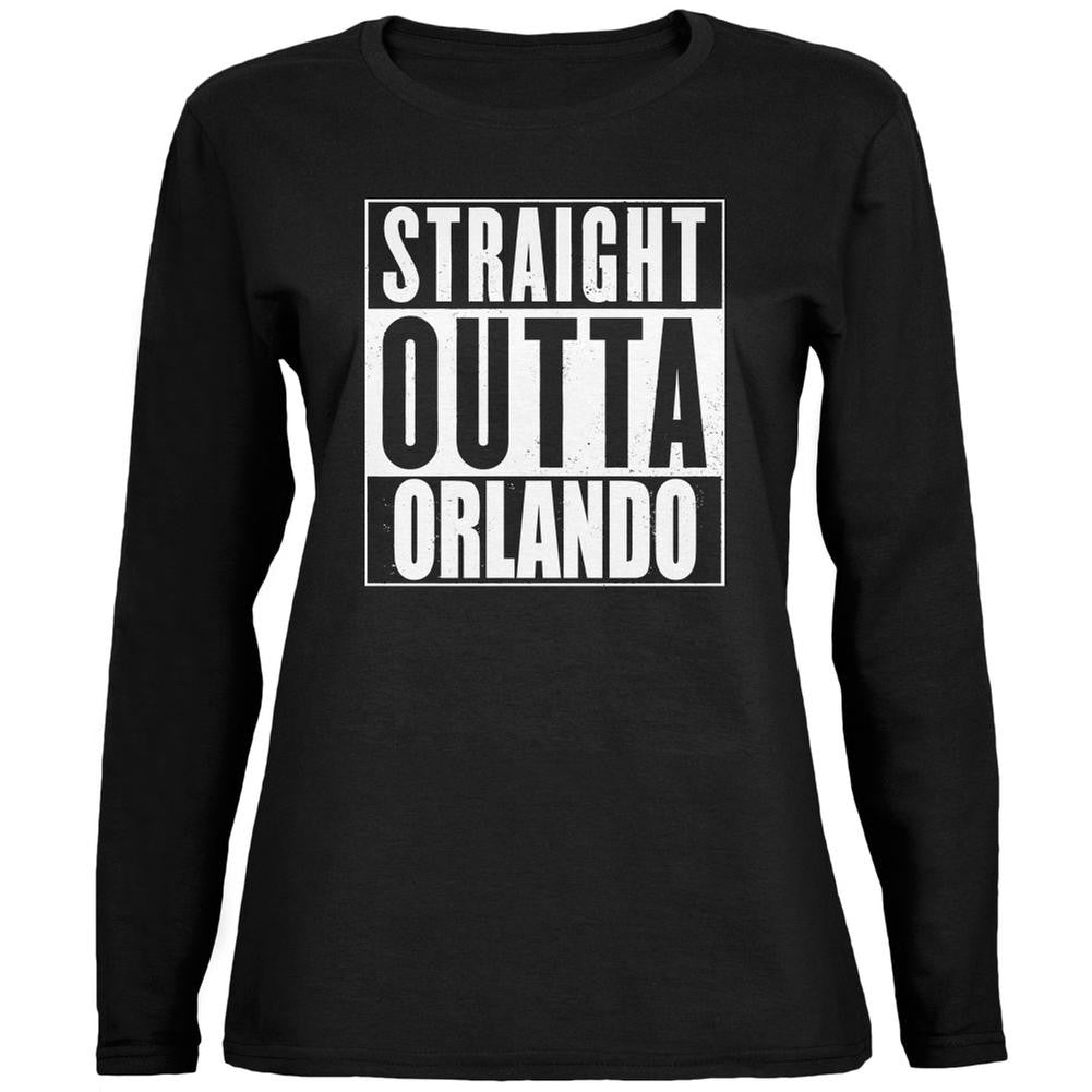 Straight Outta Orlando Black Womens Long Sleeve T-Shirt Women's Long Sleeves Old Glory 2XL Black