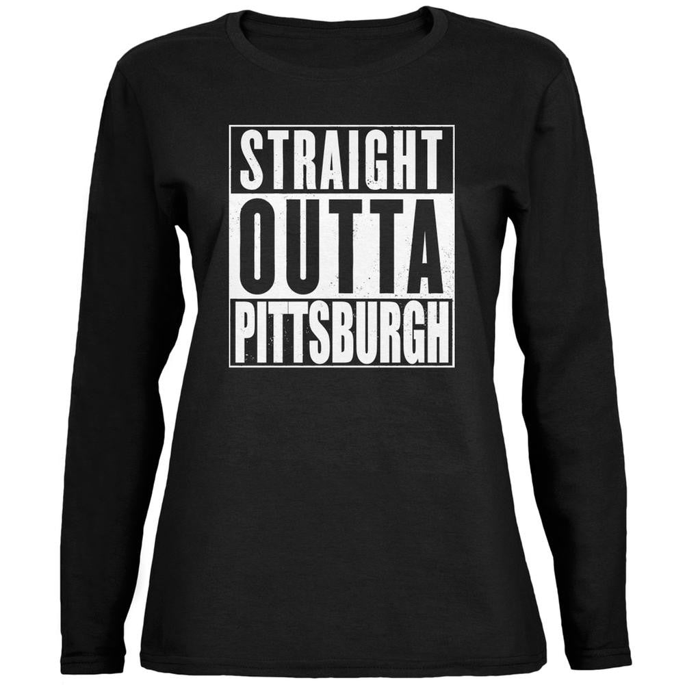 Straight Outta Pittsburgh Black Womens Long Sleeve T-Shirt Women's Long Sleeves Old Glory 2XL Black
