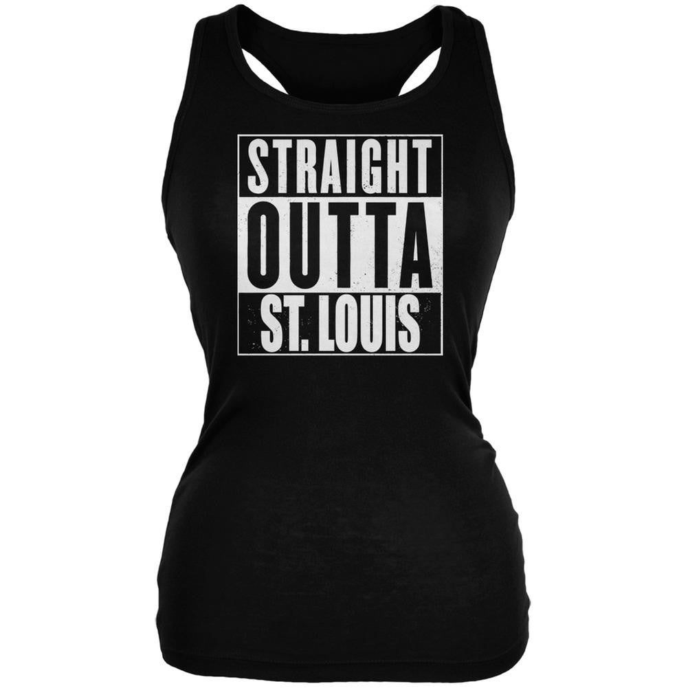 Straight Outta St. Louis Black Juniors Soft Tank Top Juniors Tank Tops Old Glory 2XL Black