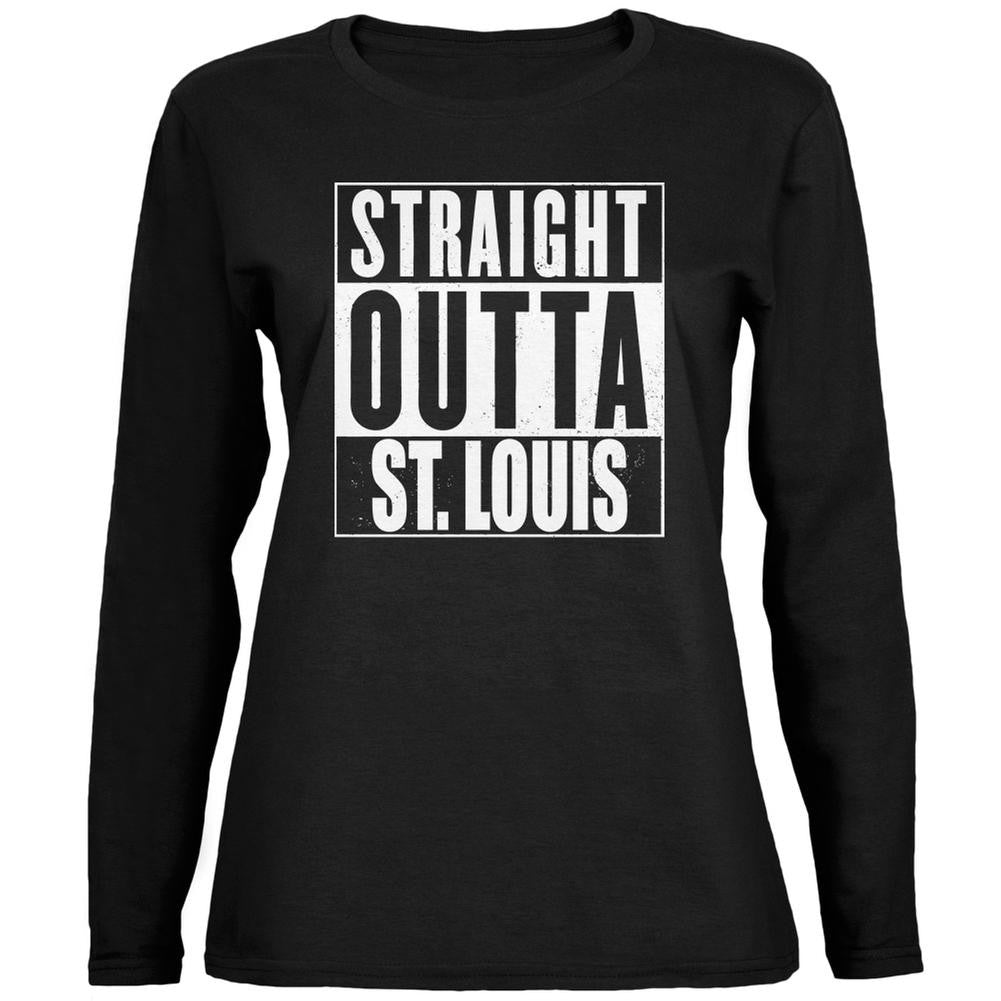 Straight Outta St. Louis Black Womens Long Sleeve T-Shirt Women's Long Sleeves Old Glory 2XL Black