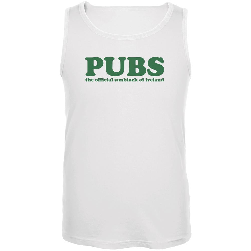 St Patricks Day Pubs Sunblock Ireland White Adult Tank Top Men's Tank Tops Old Glory 2XL White